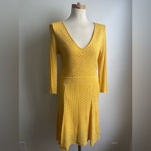 Catherine Malandrino Yellow Knit Midi Dress